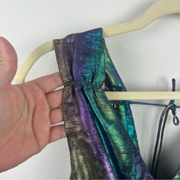 Betsey Johnson Liquid Rainbow Metallic Tiered High Low formal dress size: S - Picture 8 of 16